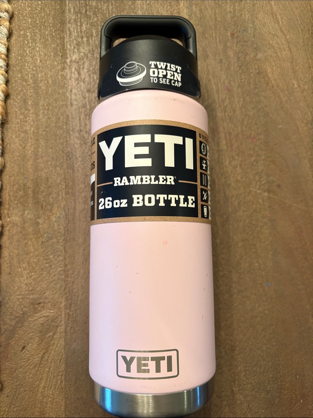 Yeti Rambler 26oz Bottle - Light Pink with Black Cap. Brand New.